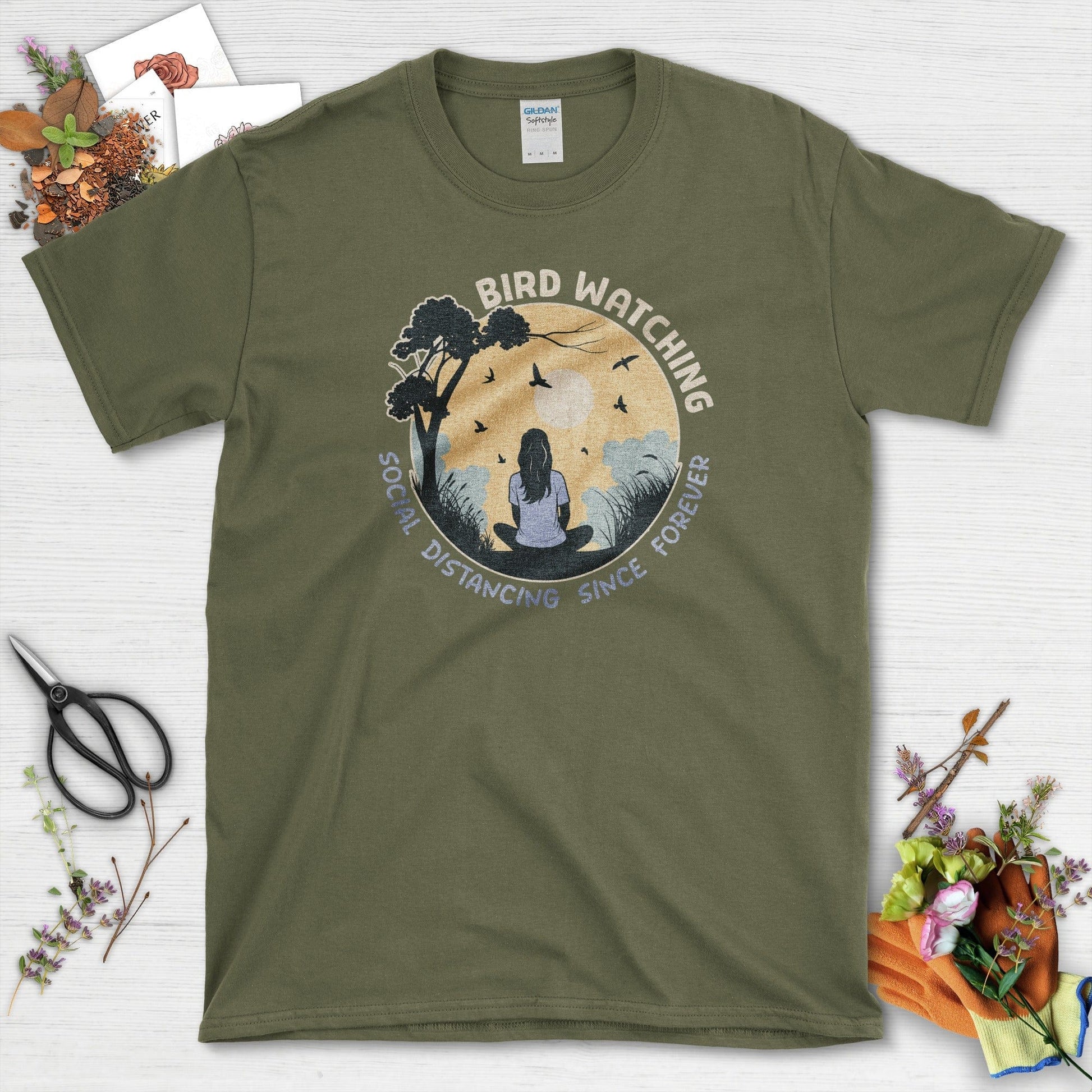 Bird Watching Forever T-Shirt Military Green / S Physical Item