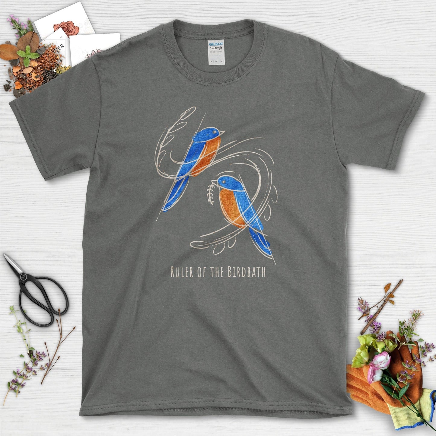 Birdbath Ruler T-Shirt Charcoal / S Physical Item