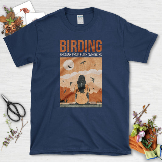 Birding Overrated People T-Shirt Navy / S Physical Item
