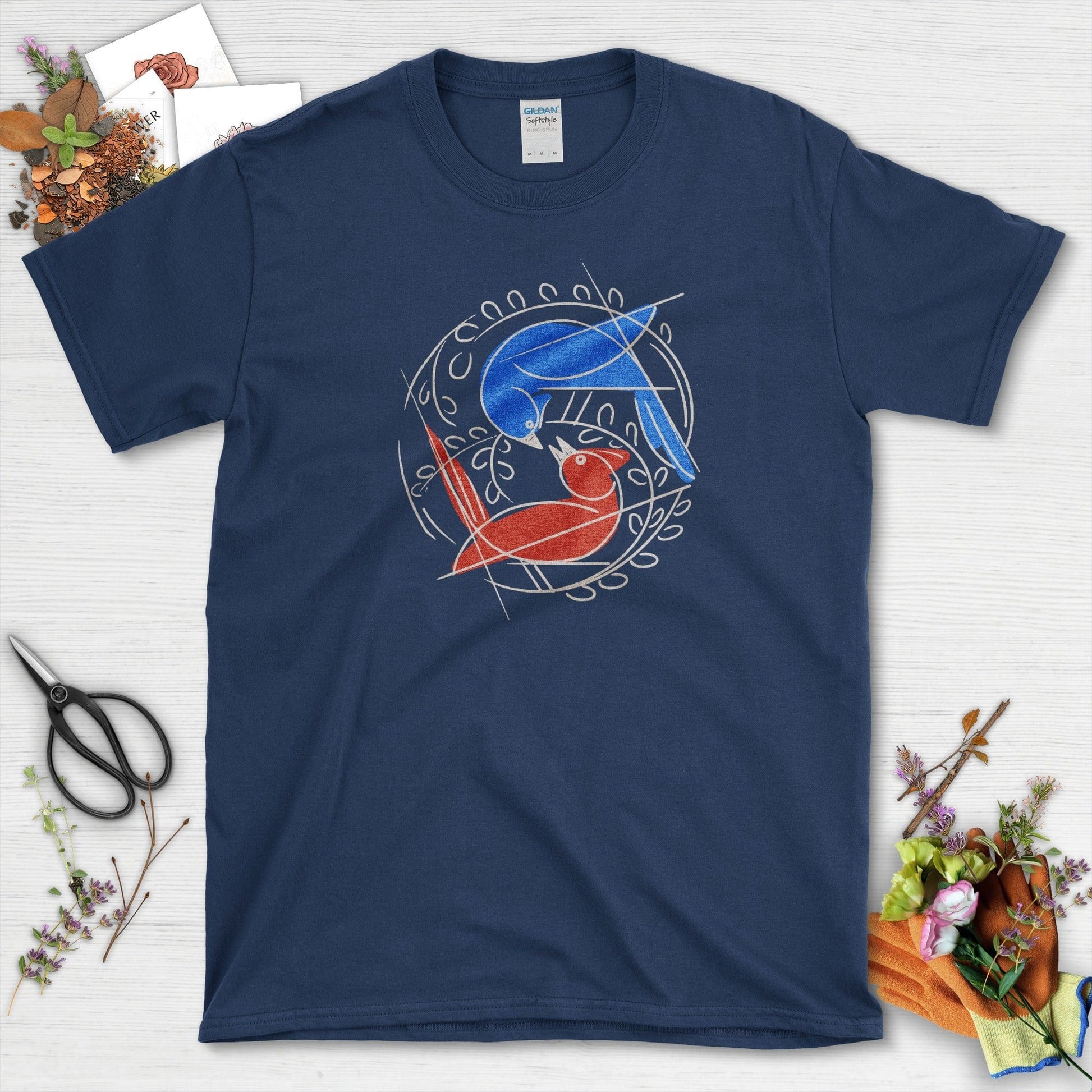 Birds Circle of Life T-Shirt Navy / S Physical Item