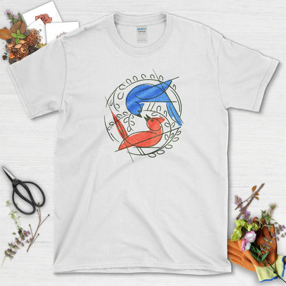 Birds Circle of Life T-Shirt White / S Physical Item