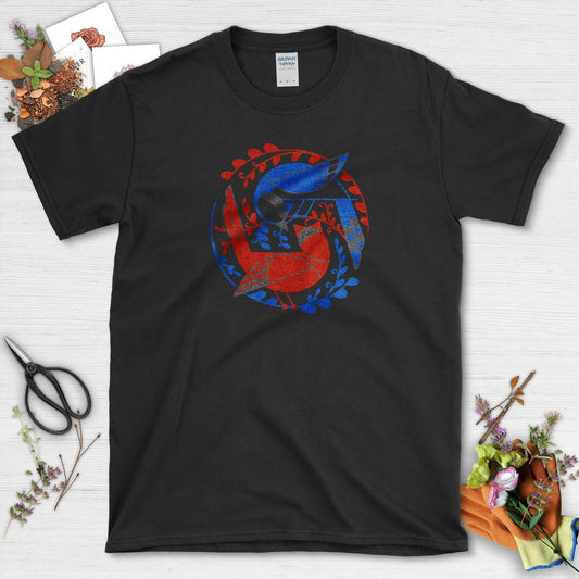 Birds In The Garden T-Shirt Black / S Physical Item