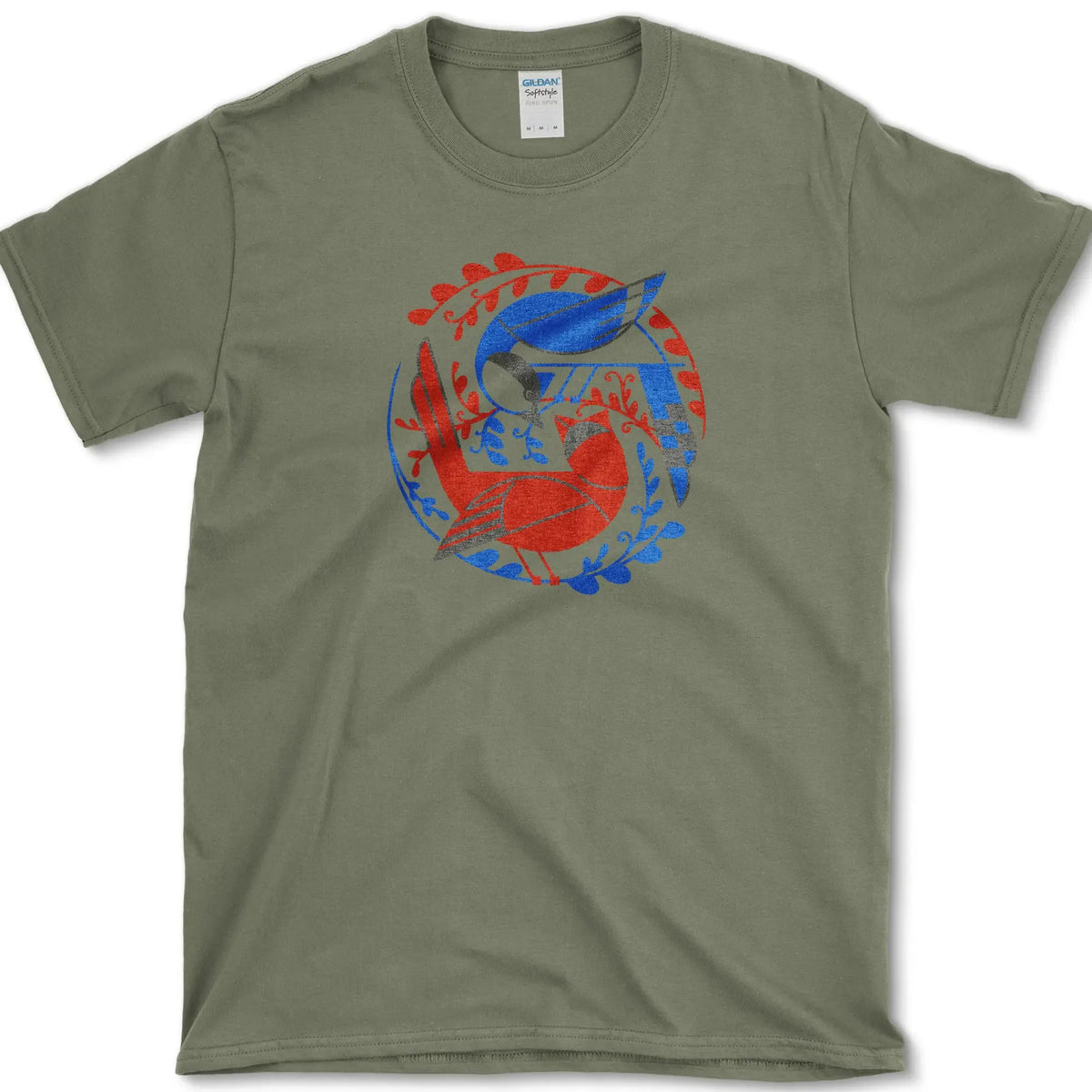 Birds In The Garden T-Shirt Military Green / S Essential Tees