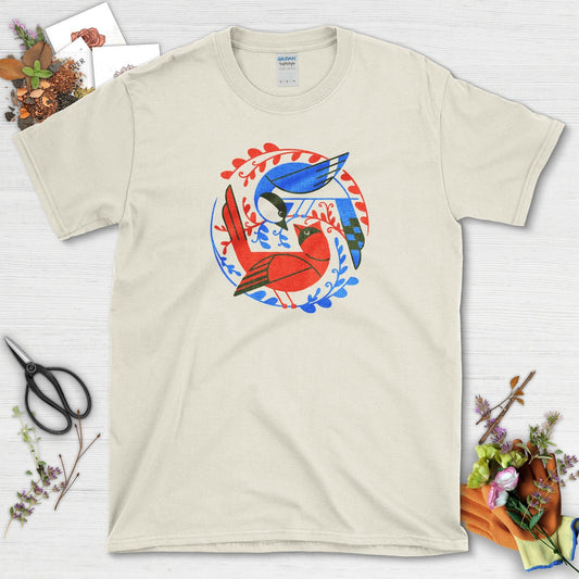 Birds In The Garden T-Shirt Natural / S Physical Item