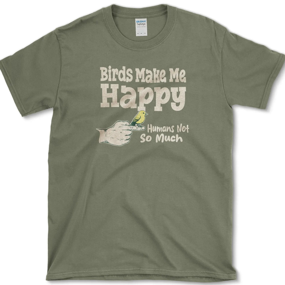 Birds Make Me Happy T-Shirt Military Green / S Essential Tees