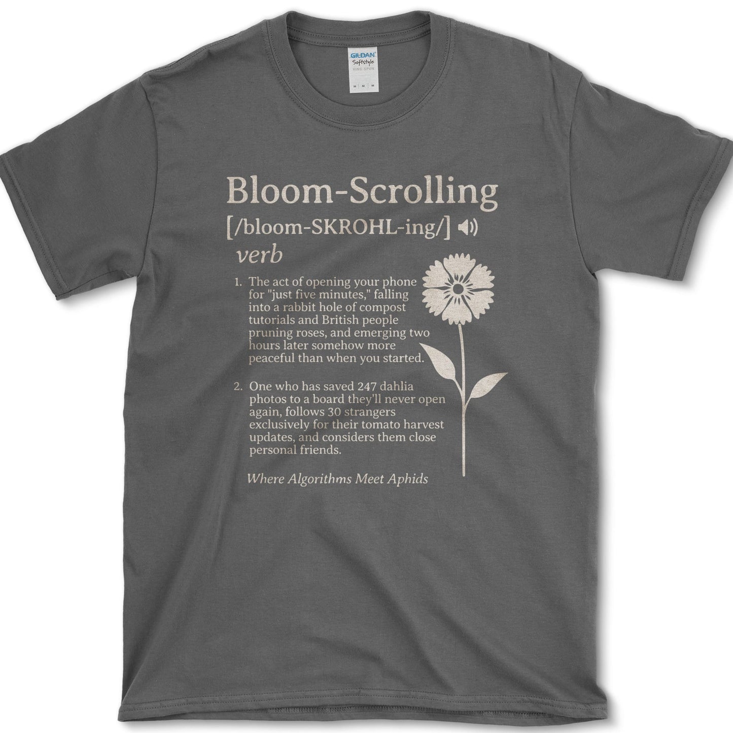 Bloom-Scrolling T-Shirt Dark Heather / S Essential Tees
