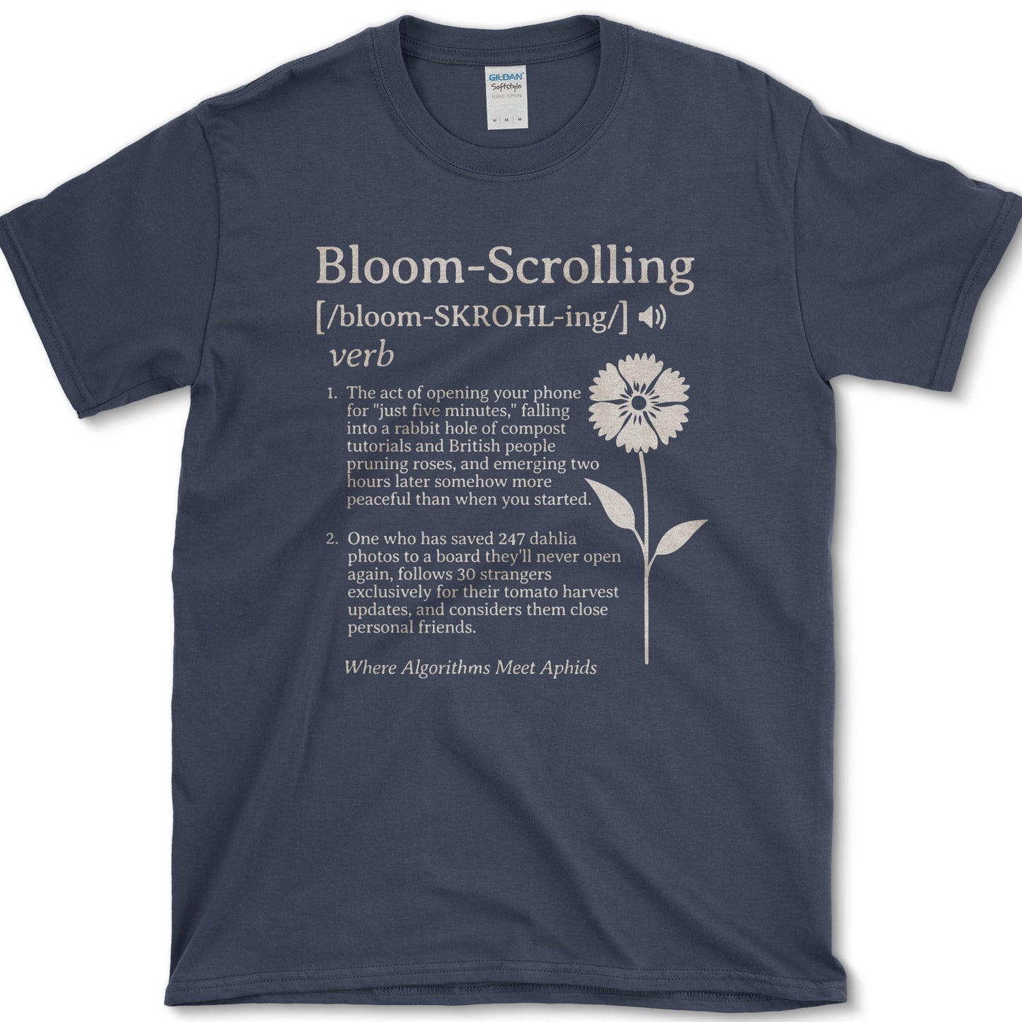 Bloom-Scrolling T-Shirt Navy / S Essential Tees