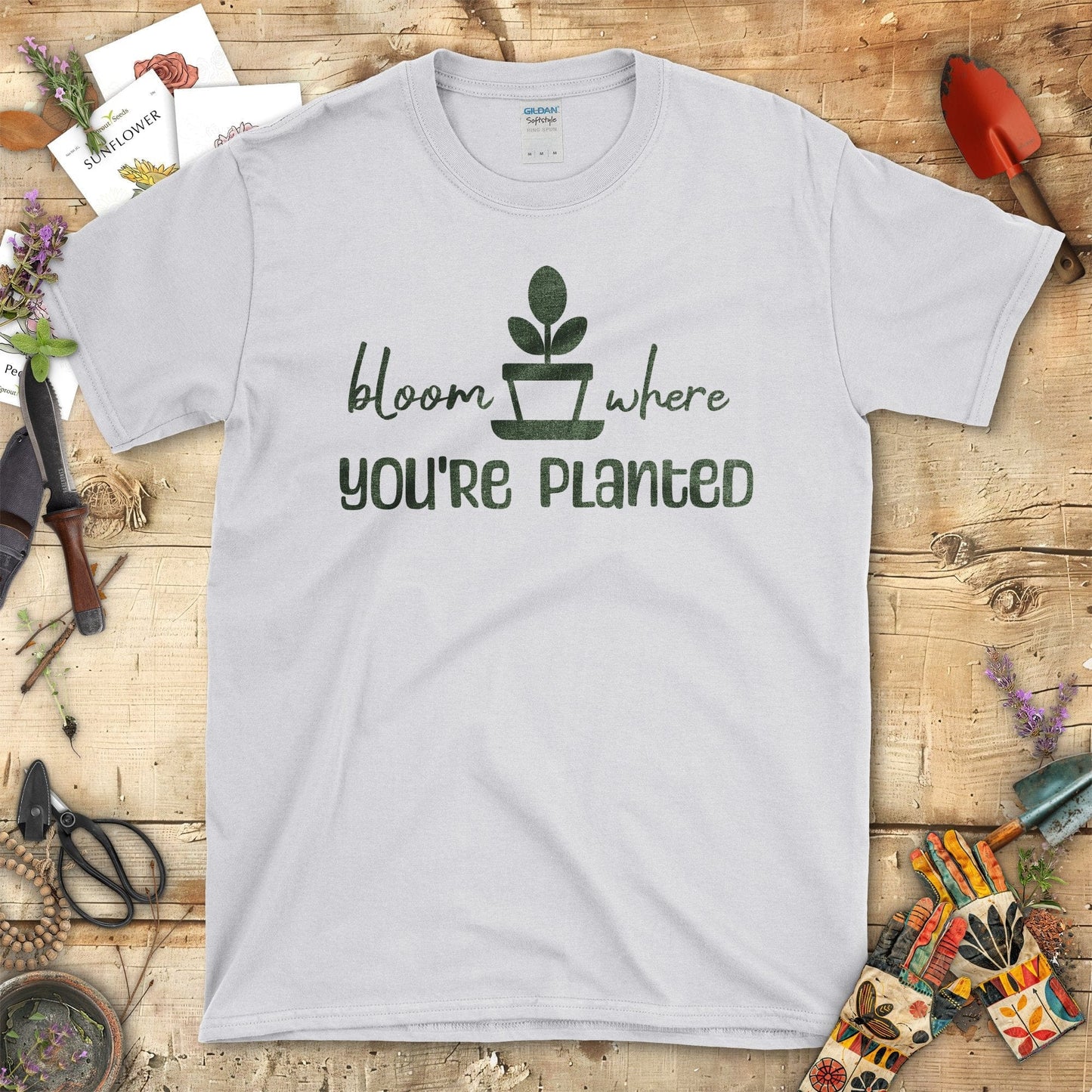 Bloom Where You're Planted Inspirational Quote T-Shirt Sport Grey / S T-Shirt