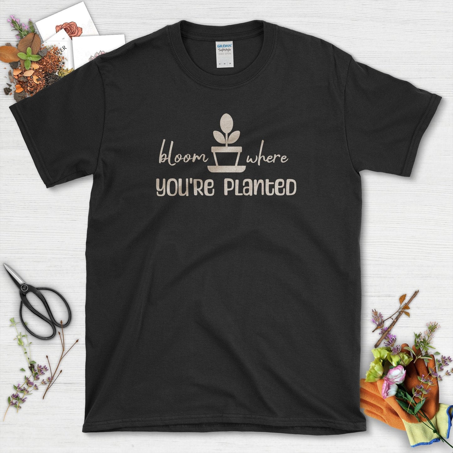 Bloom Where You're Planted Inspirational T-Shirt Black / S T-Shirt