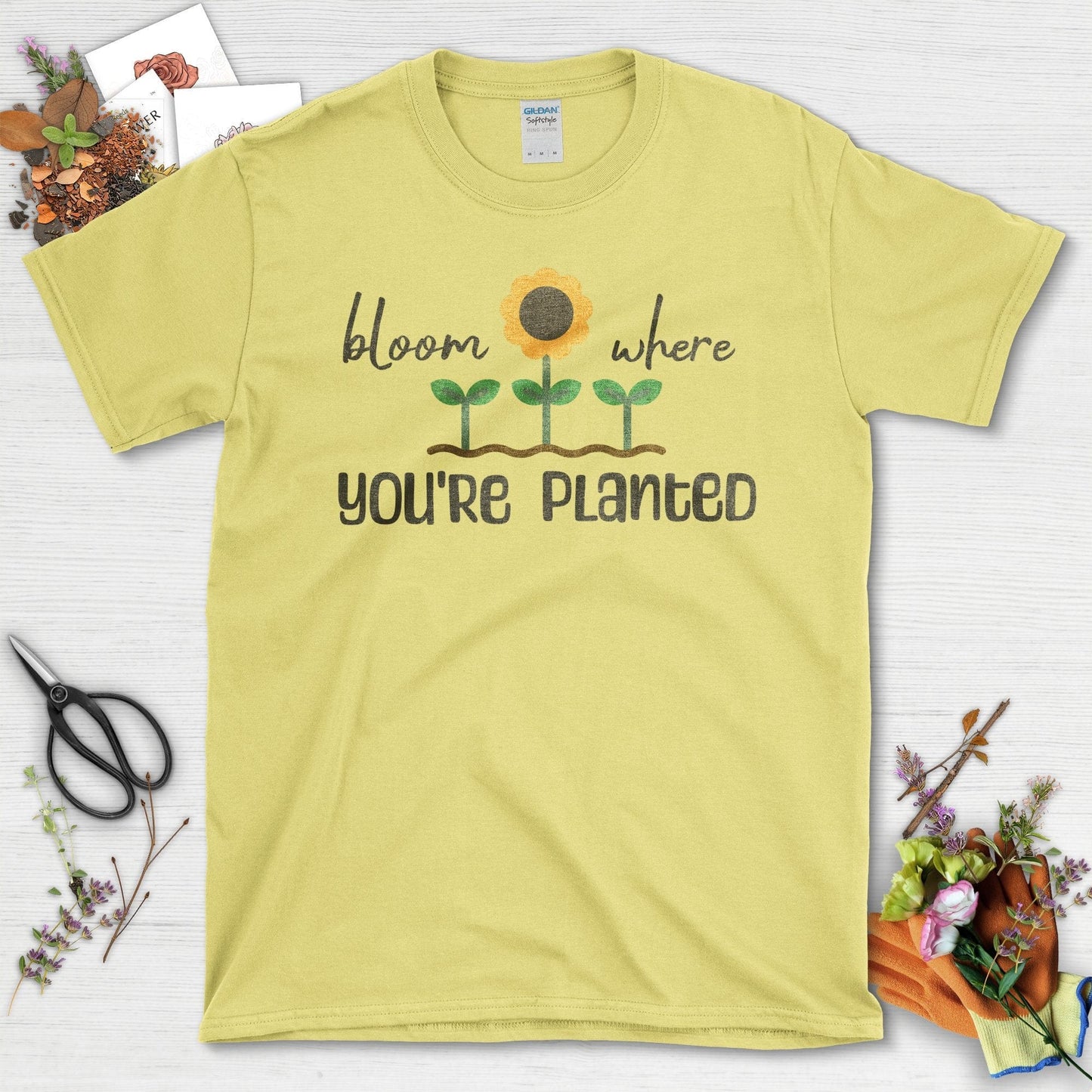 Bloom Where You're Planted T-Shirt Cornsilk / S T-Shirt