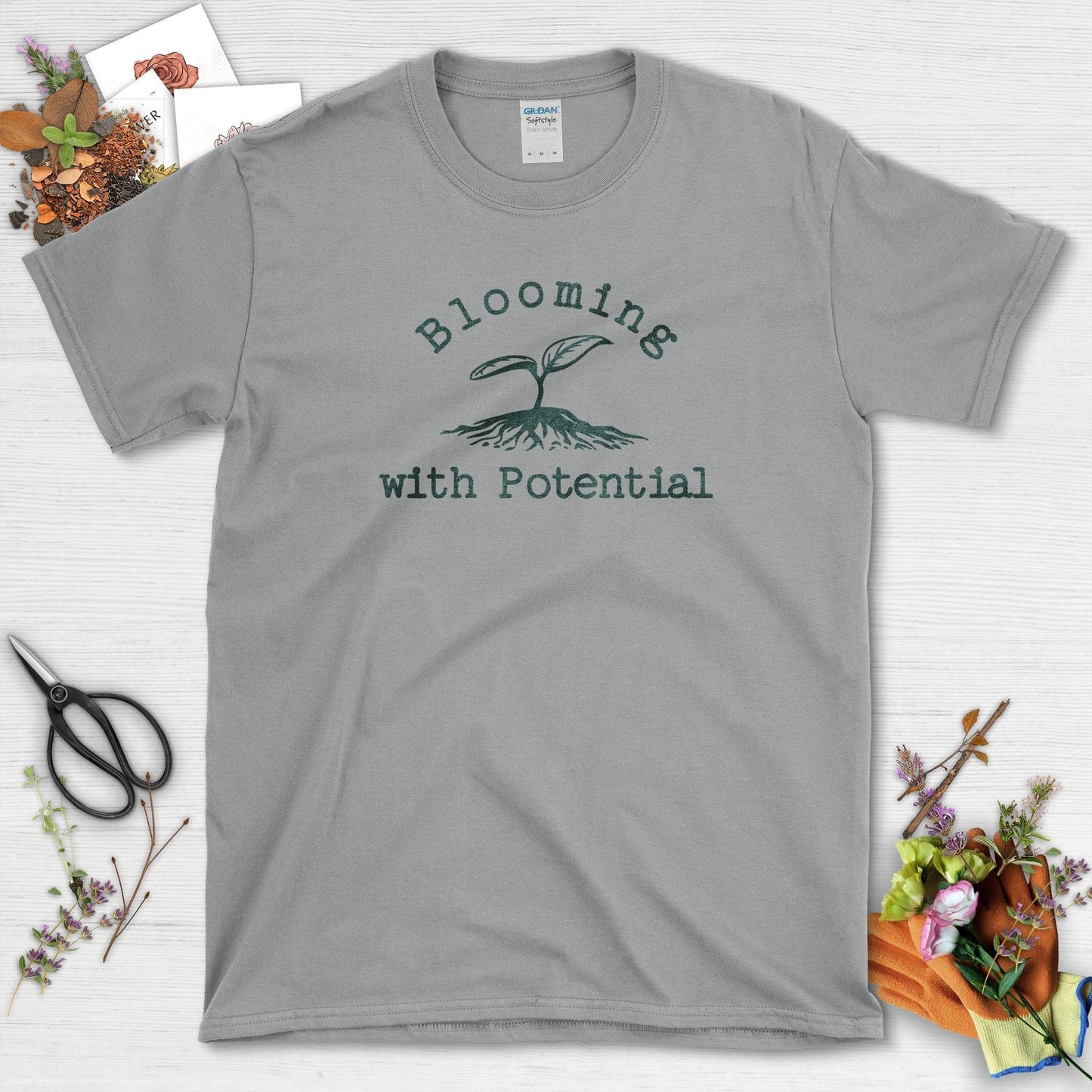 Blooming with Potential Garden-Inspired Eco-Friendly T-Shirts Sport Grey / S Physical Item