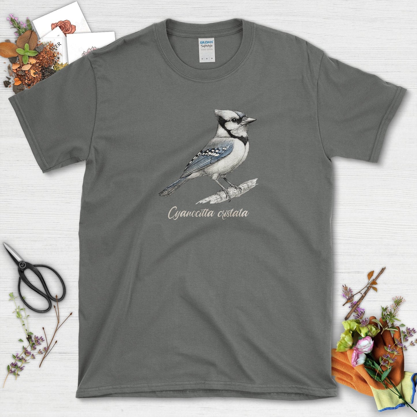 Blue Jay Bird Lovers T-Shirt Charcoal / S T-Shirt