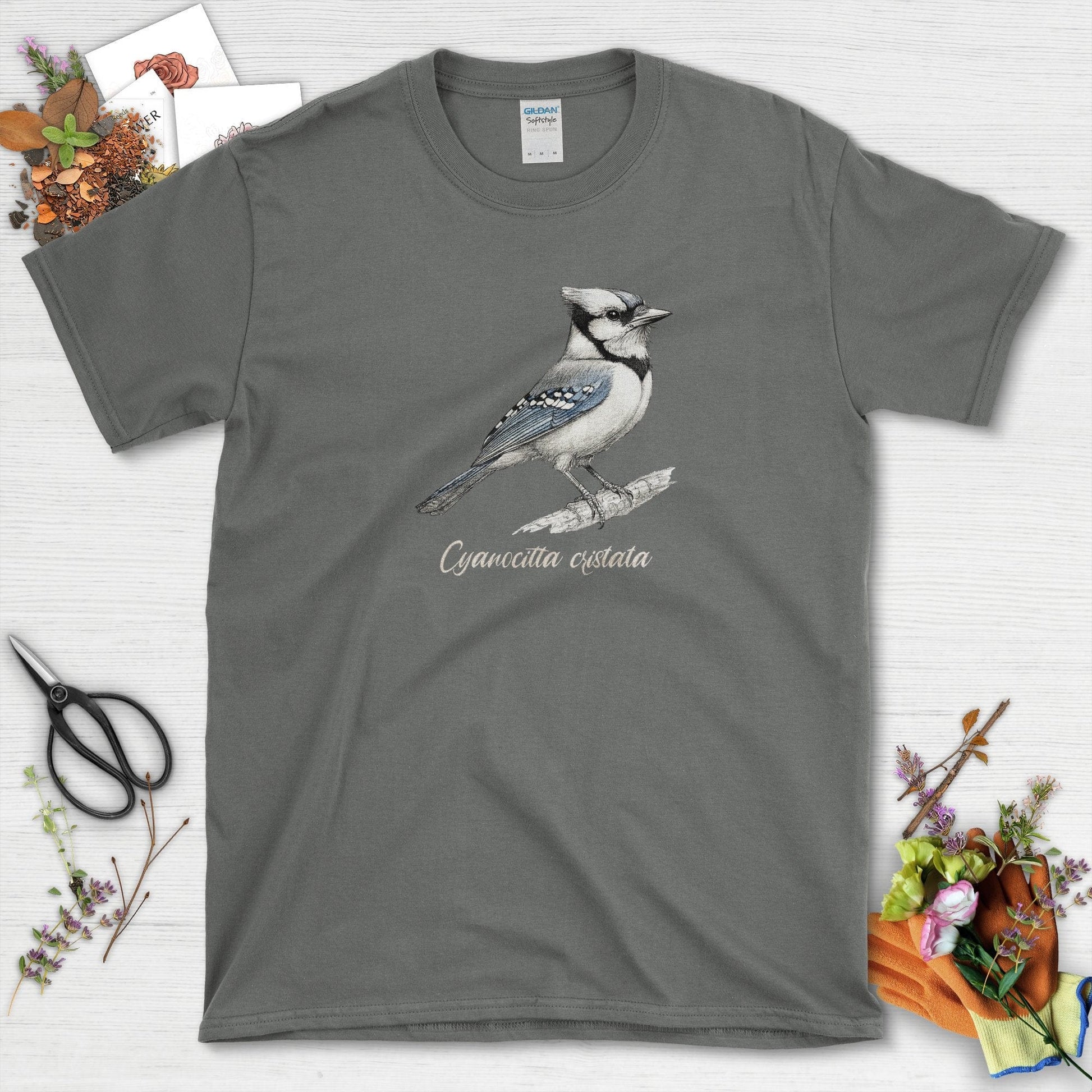 Blue Jay Bird Lovers T-Shirt Charcoal / S T-Shirt