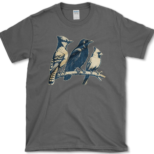 Blue Jay Crow Cardinal T-Shirt S / Dark Heather Essential Tees
