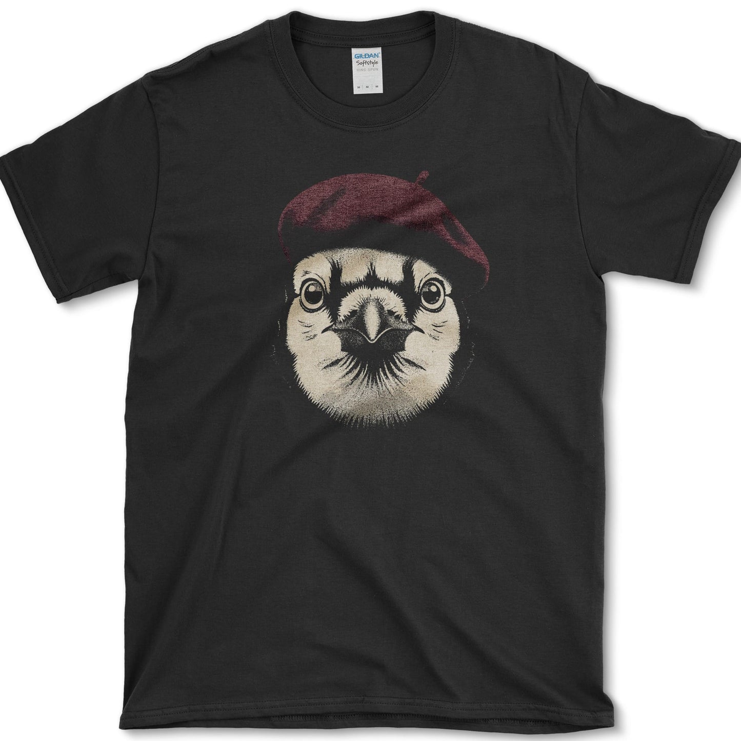 Blue Jay in Beret design featuring blue jay artwork on a t-shirt