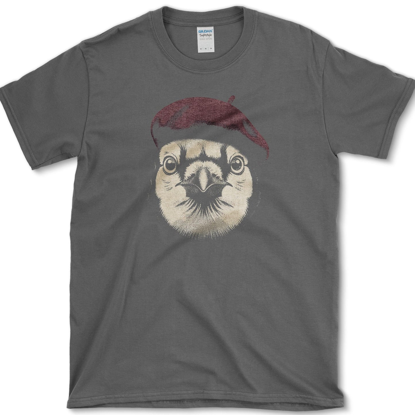 Blue Jay in Beret design featuring blue jay artwork on a t-shirt