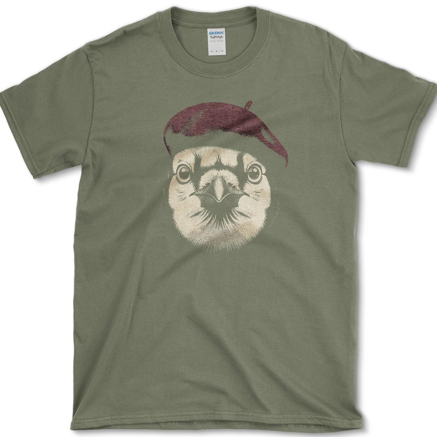 Blue Jay in Beret design featuring blue jay artwork on a t-shirt