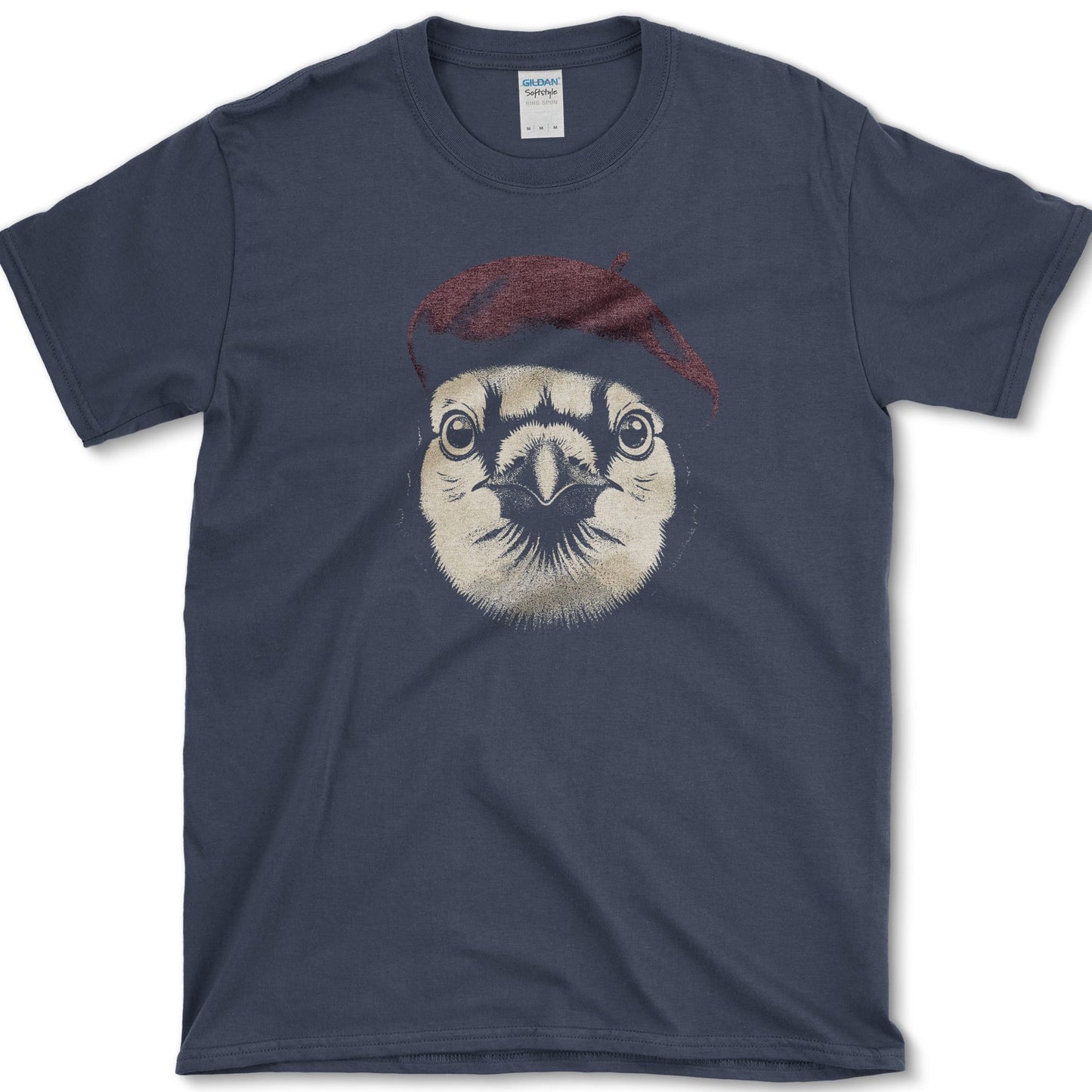 Blue Jay in Beret design featuring blue jay artwork on a t-shirt