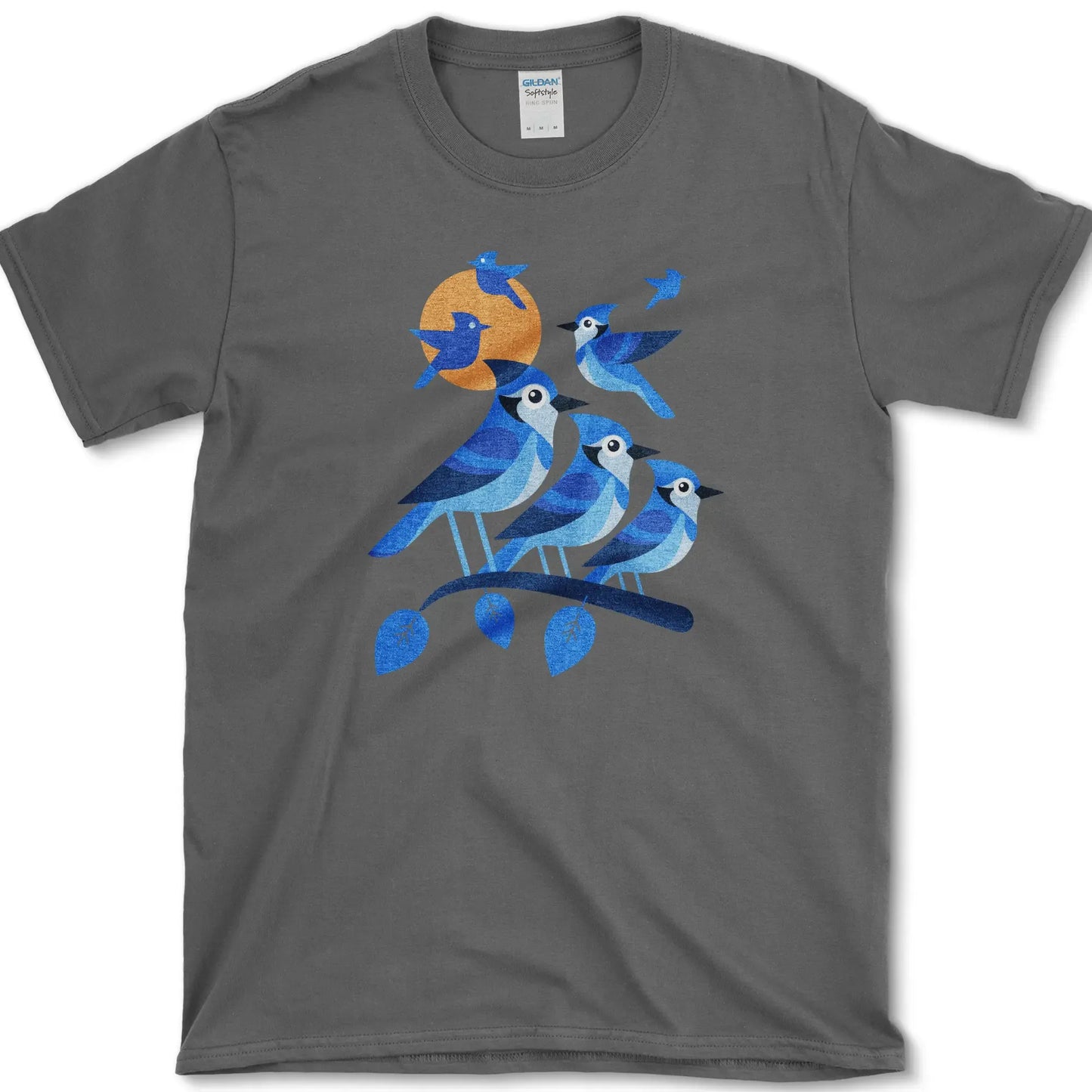 Blue Jay Silhouette Bird T-Shirt Dark Heather / S Essential Tees