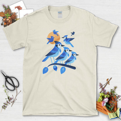 Blue Jay Silhouette Bird T-Shirt Natural / S T-Shirt