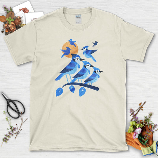 Blue Jay Silhouette Bird T-Shirt Natural / S T-Shirt