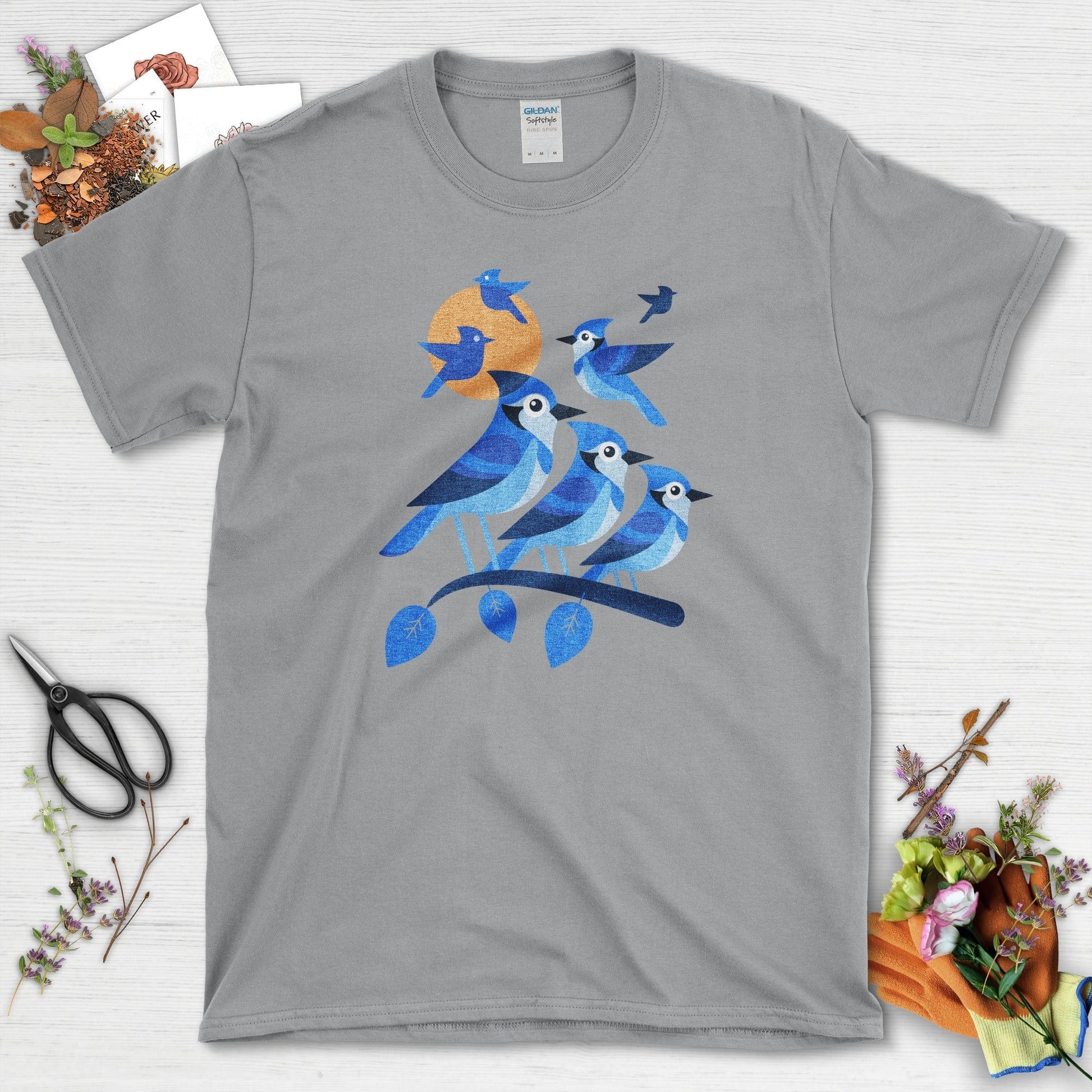 Blue Jay Silhouette Bird T-Shirt Sport Grey / S T-Shirt