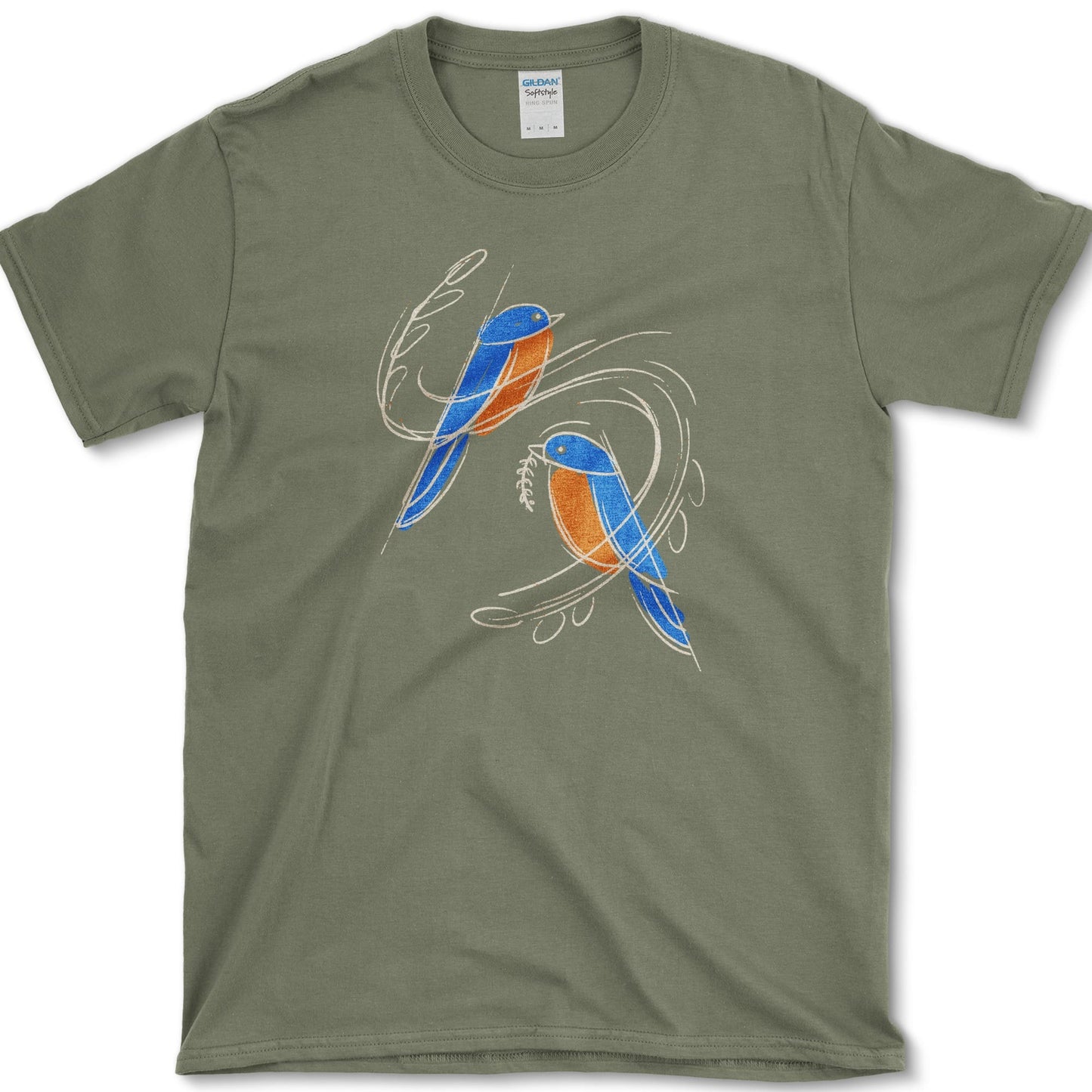 Bluebirds Nature Inspired T-Shirt Military Green / S Essential Tees