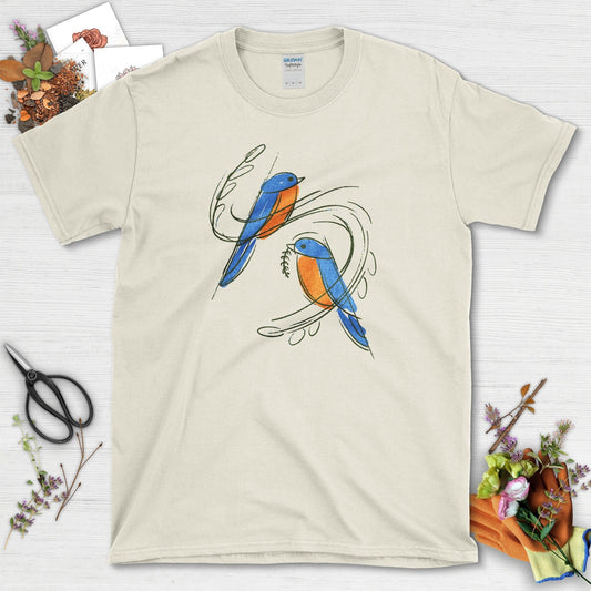 Bluebirds Nature Inspired T-Shirt Natural / S T-Shirt
