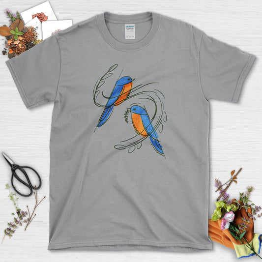 Bluebirds Nature Inspired T-Shirt Sport Grey / S T-Shirt