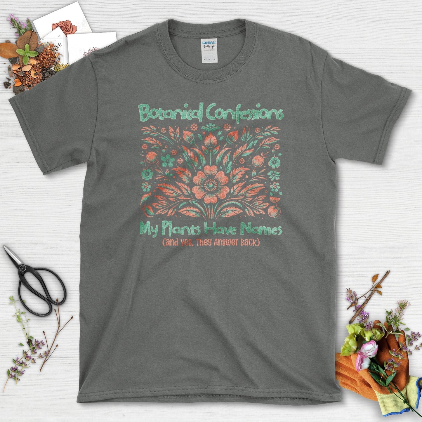 Botanical Confessions My Plants Have Names T-Shirt Charcoal / S T-Shirt