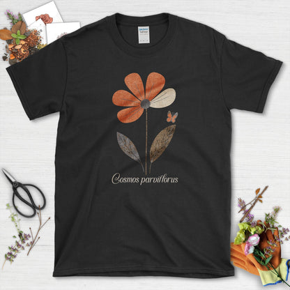 Botanical Cosmos Flower T-Shirt Black / S T-Shirt