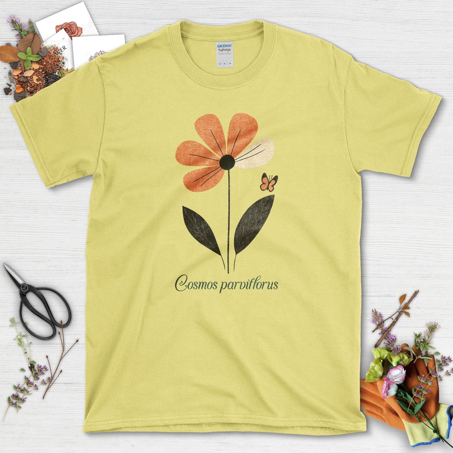 Botanical Cosmos Flower T-Shirt Cornsilk / S T-Shirt