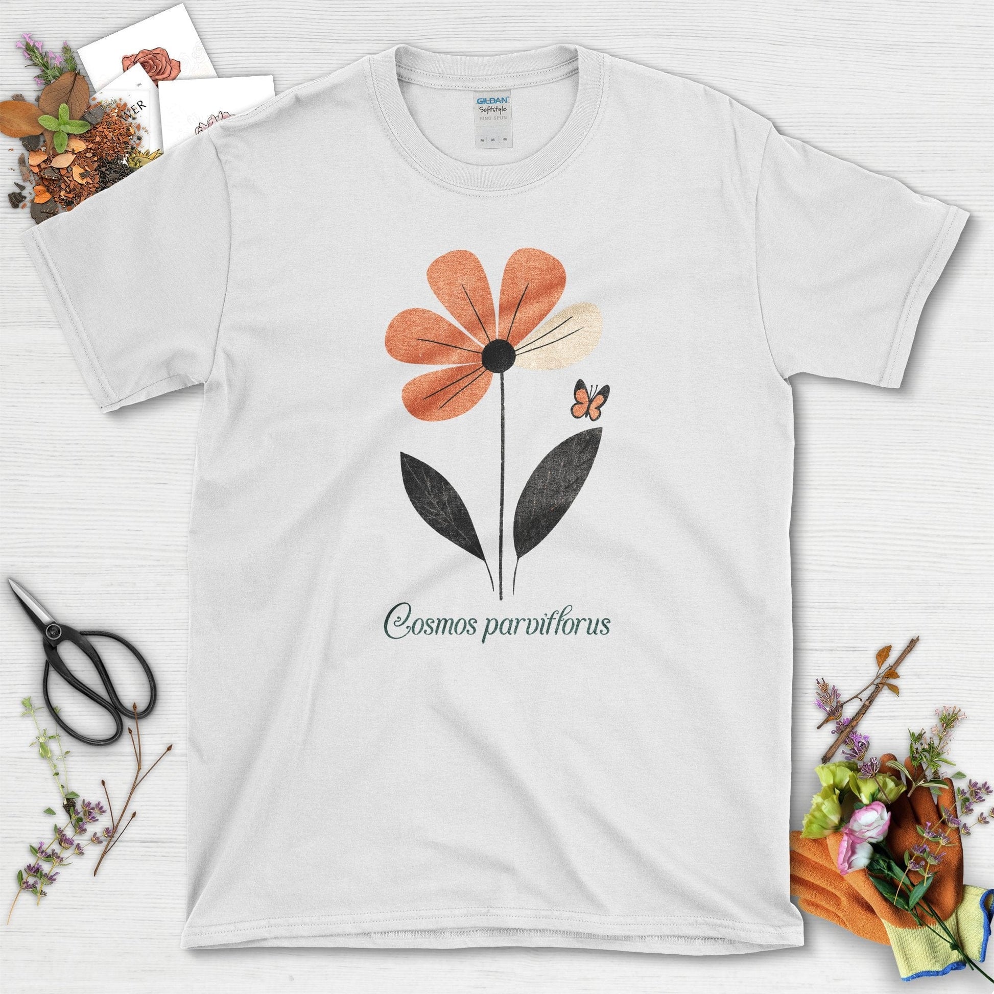 Botanical Cosmos Flower T-Shirt White / S T-Shirt