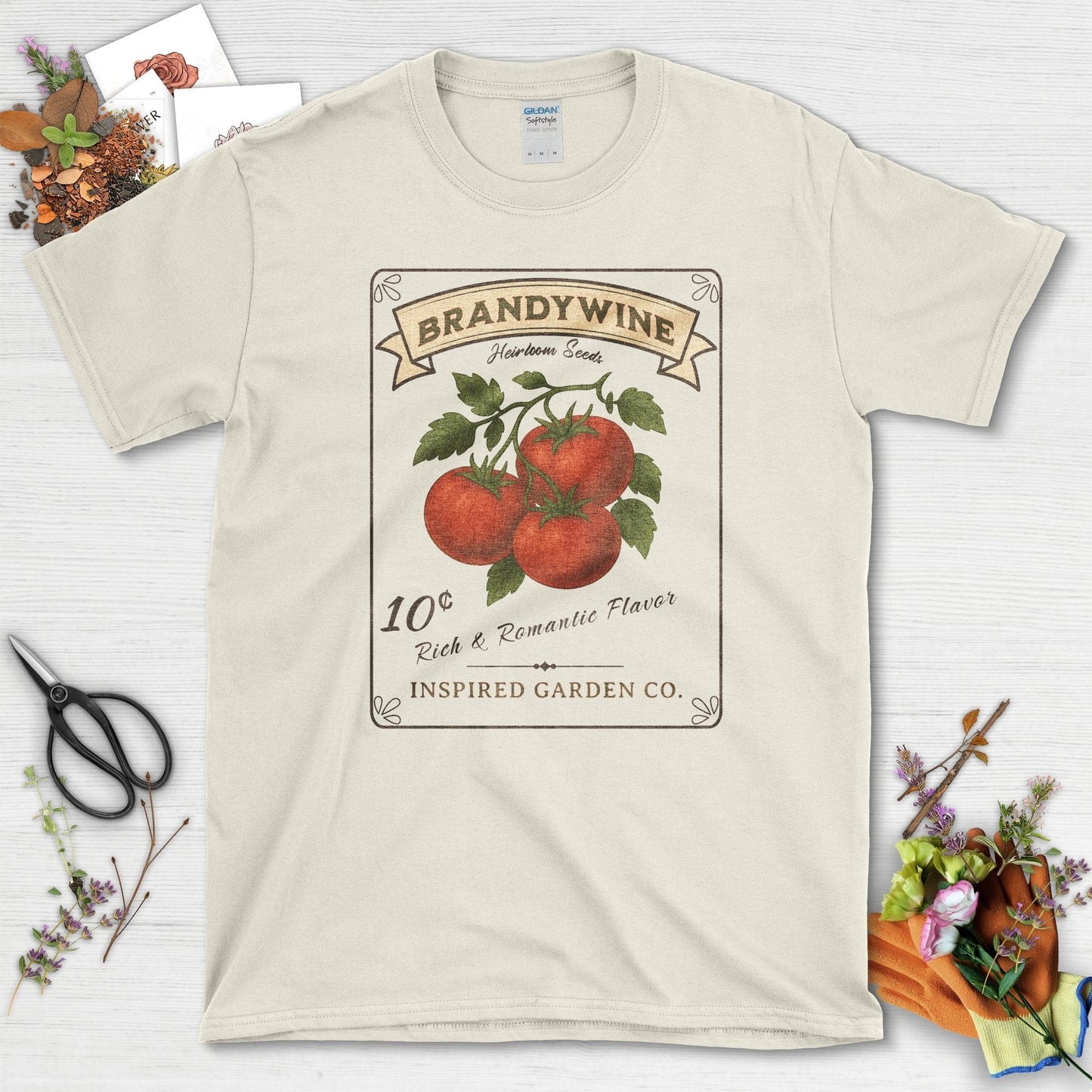Brandywine Tomato Inspired Garden T-Shirt Natural / S Physical Item