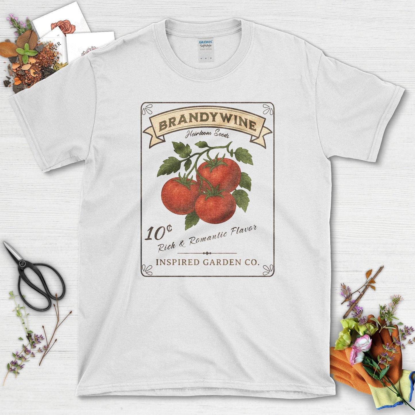 Brandywine Tomato Inspired Garden T-Shirt White / S Physical Item