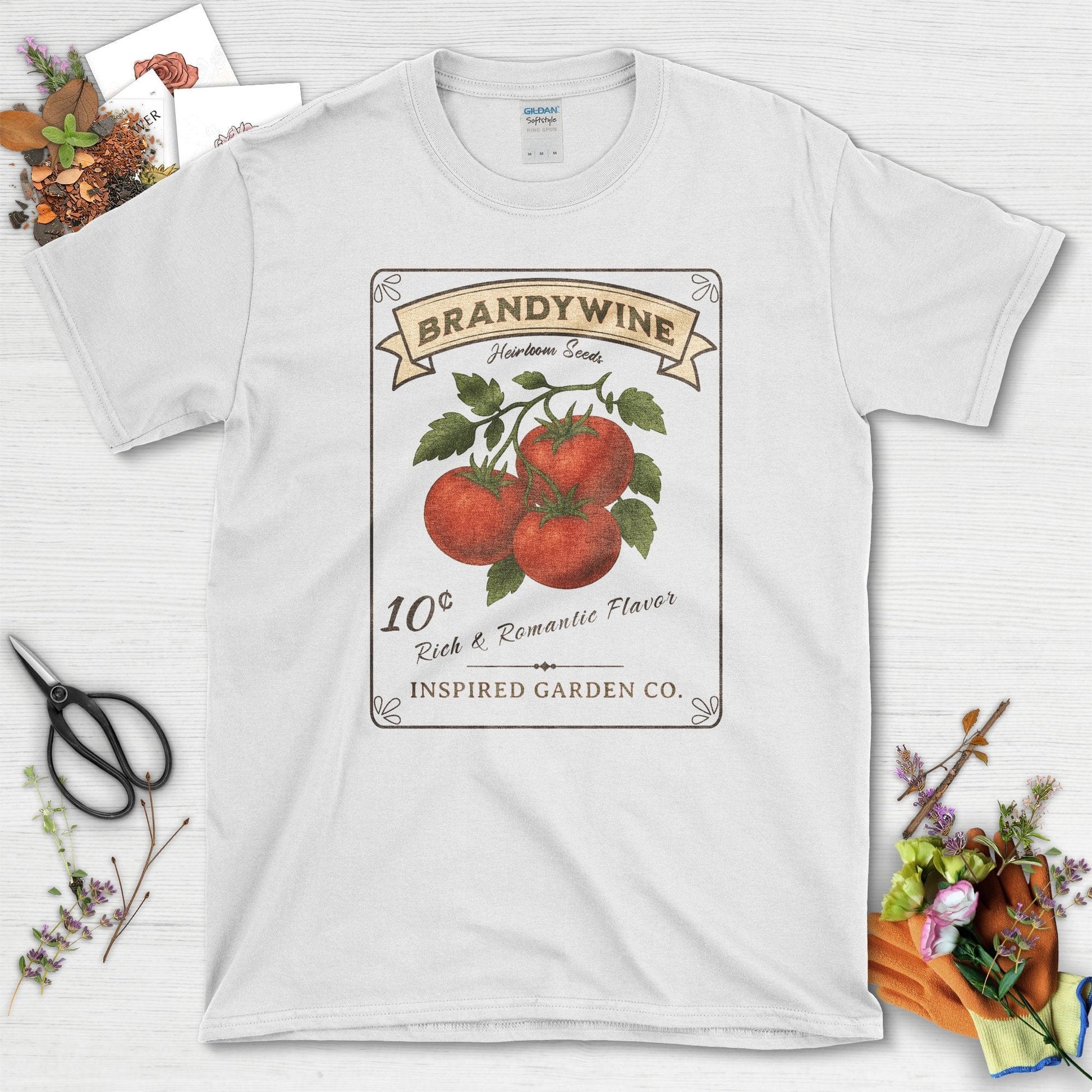 Brandywine Tomato Inspired Garden T-Shirt White / S Physical Item