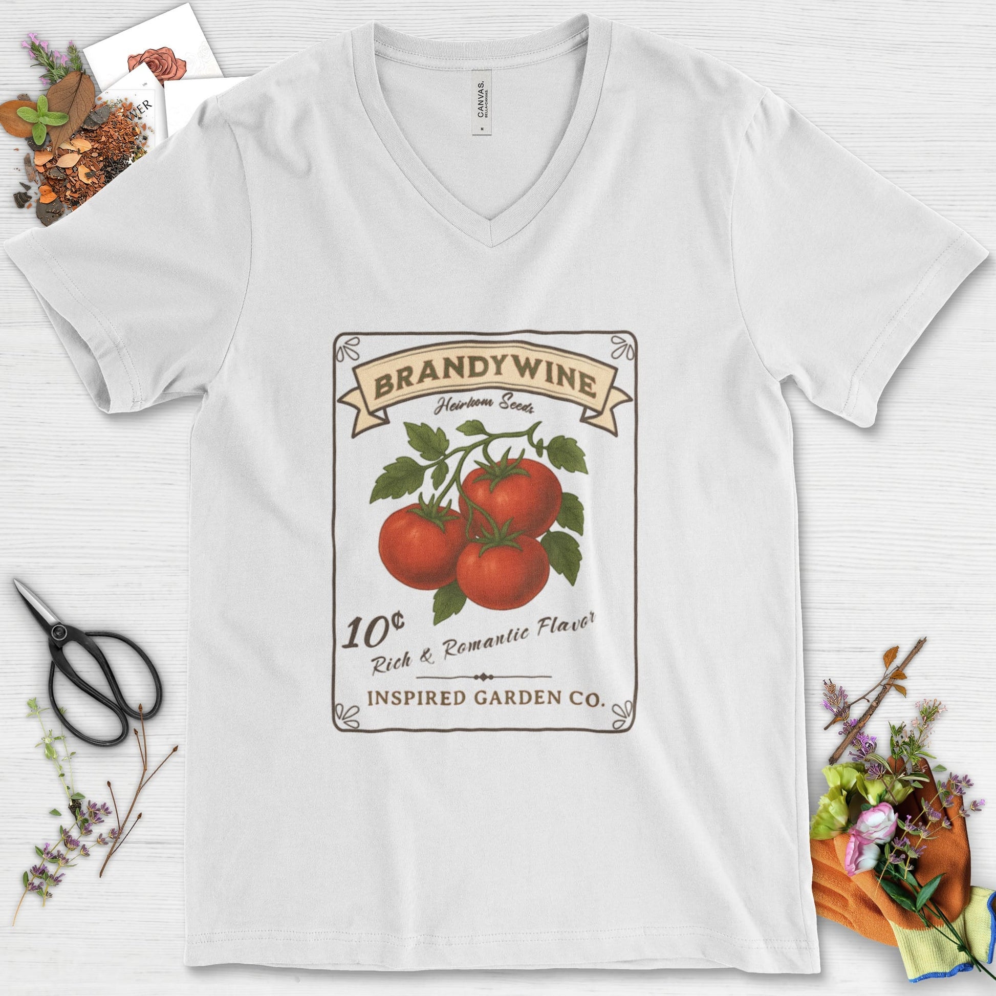 Brandywine Tomato V-Neck V-Neck / S / White Essential V-necks