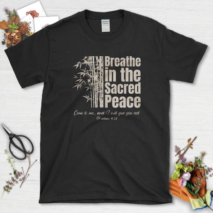 Breathe in the Sacred Peace T-Shirt Black / S Essential Tees