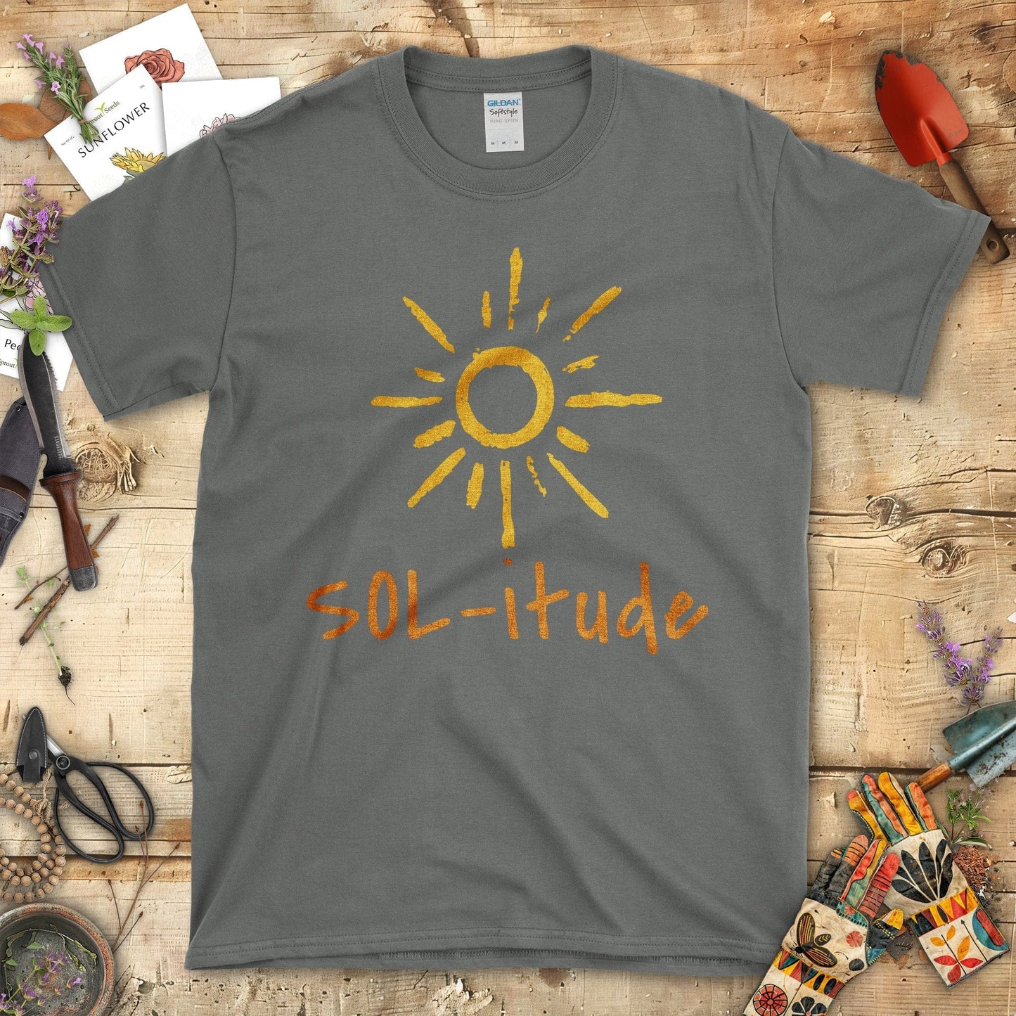 Bright Sun Sol-itude Graphic Design T-Shirt Charcoal / S T-Shirt