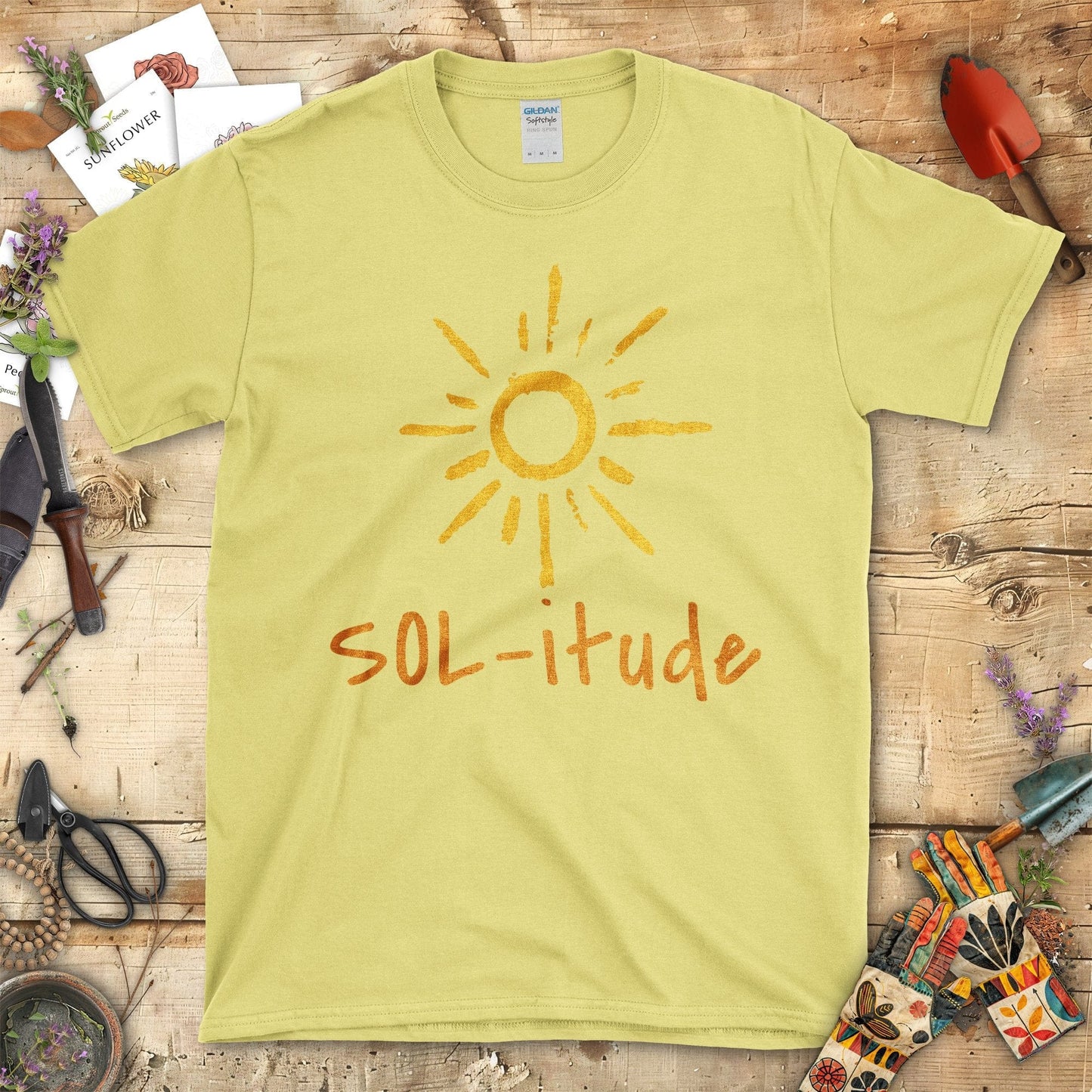 Bright Sun Sol-itude Graphic Design T-Shirt Cornsilk / S T-Shirt