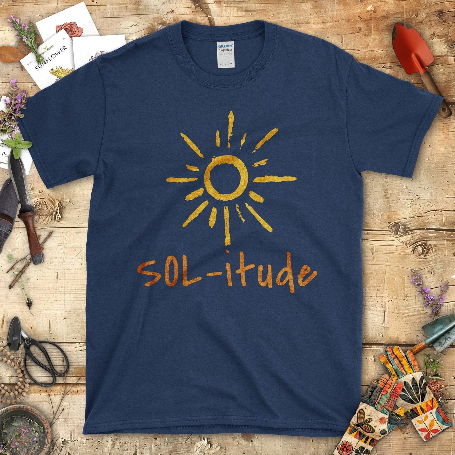 Bright Sun Sol-itude Graphic Design T-Shirt Navy / S T-Shirt