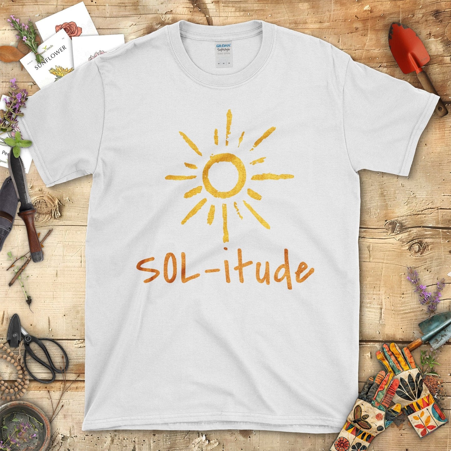 Bright Sun Sol-itude Graphic Design T-Shirt White / S T-Shirt