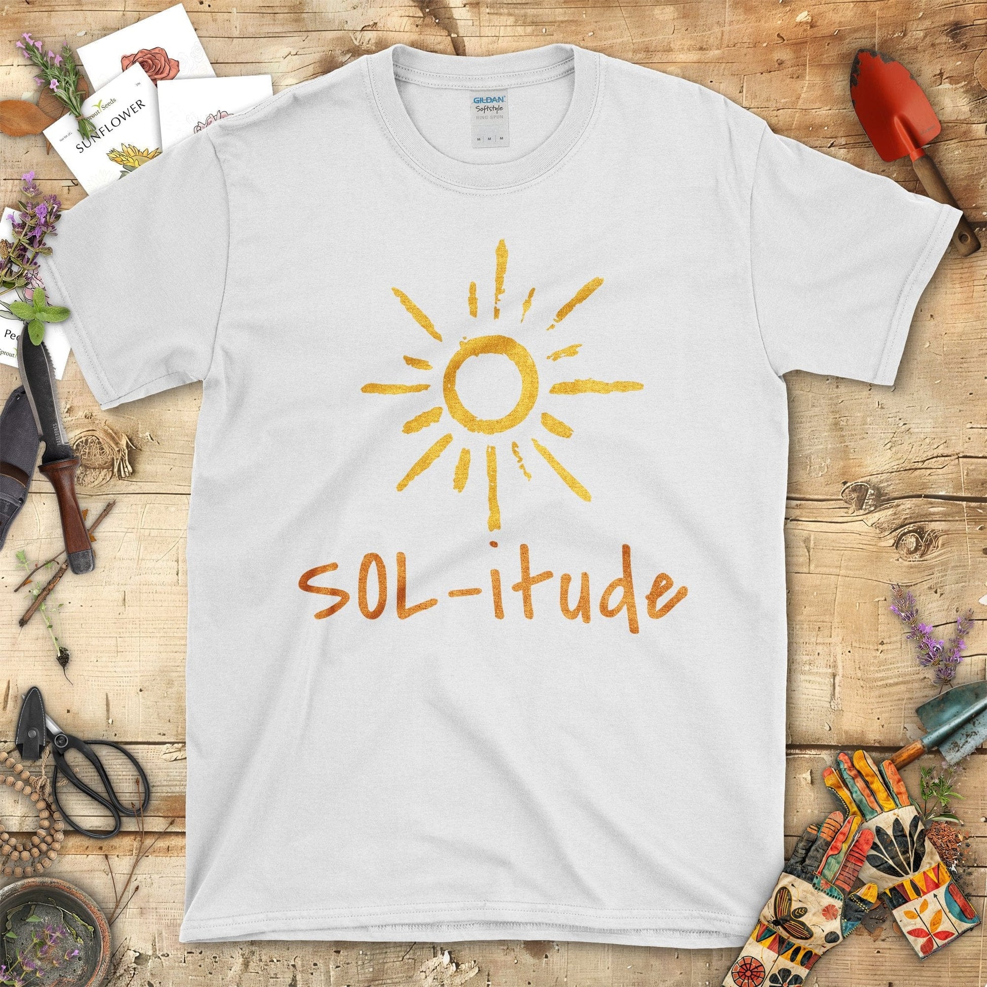Bright Sun Sol-itude Graphic Design T-Shirt White / S T-Shirt