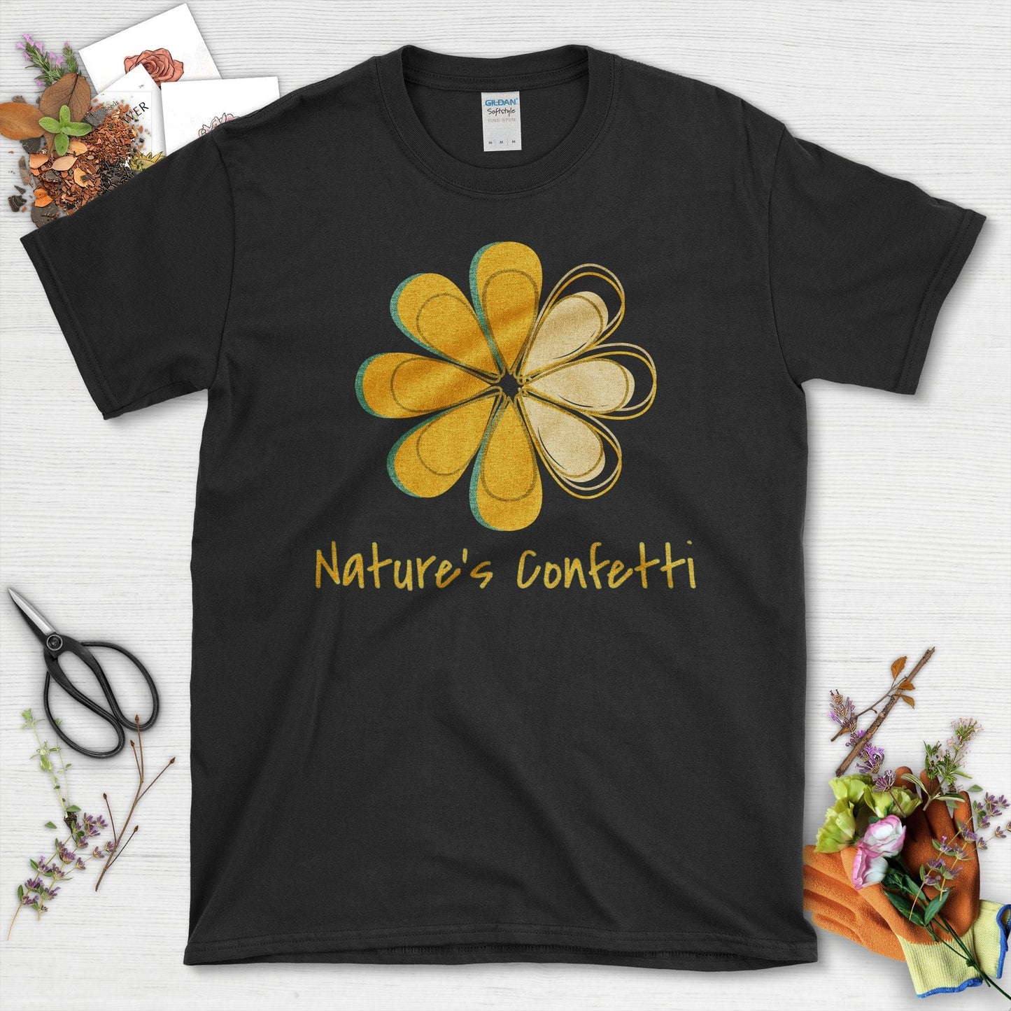 Bright Yellow Flower Nature's Confetti T-Shirt Black / S T-Shirt