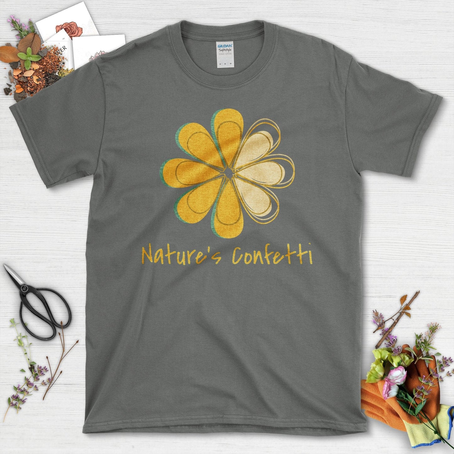 Bright Yellow Flower Nature's Confetti T-Shirt Charcoal / S T-Shirt