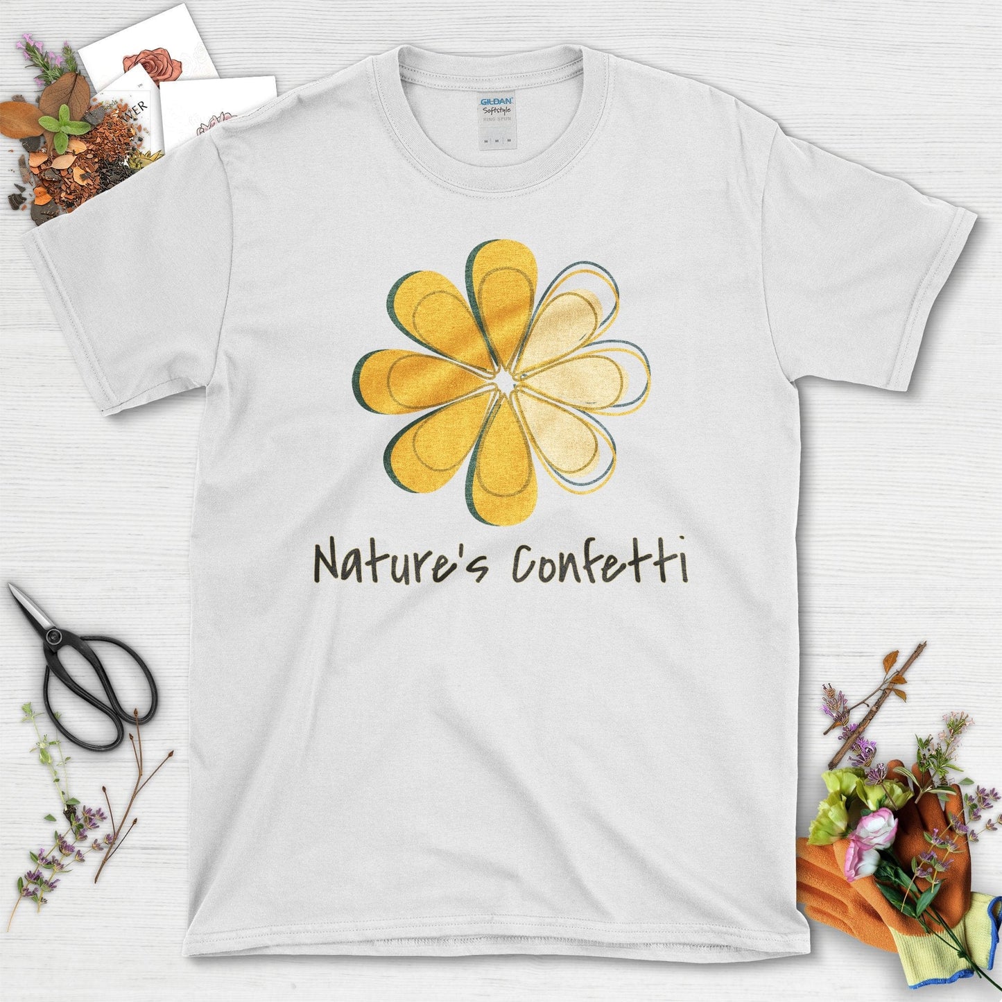 Bright Yellow Flower Nature's Confetti T-Shirt White / S T-Shirt