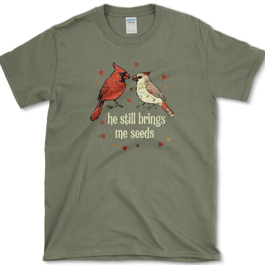 Brings Me Seeds T-Shirt Essential Tees / S / Military Green Physical Item