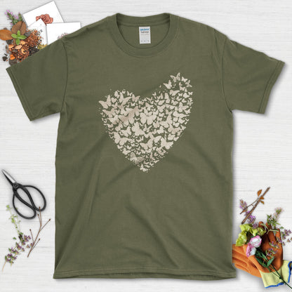 Butterflies as Heart T-Shirt Military Green / S T-Shirt