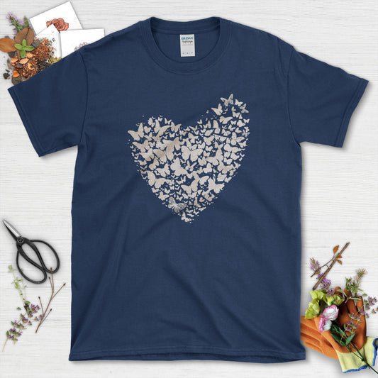 Butterflies as Heart T-Shirt Navy / S T-Shirt