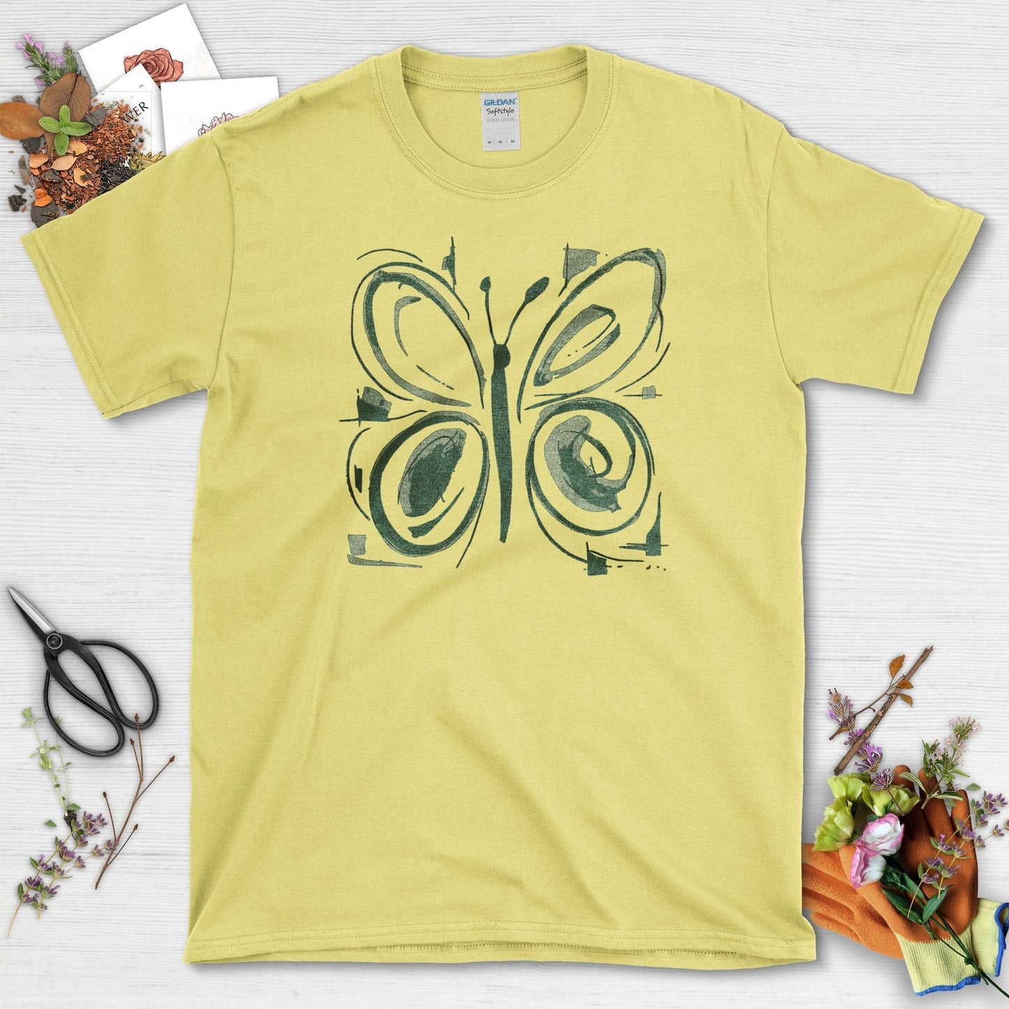 Butterfly Art Garden T-Shirt T-Shirts / S / Cornsilk Physical Item